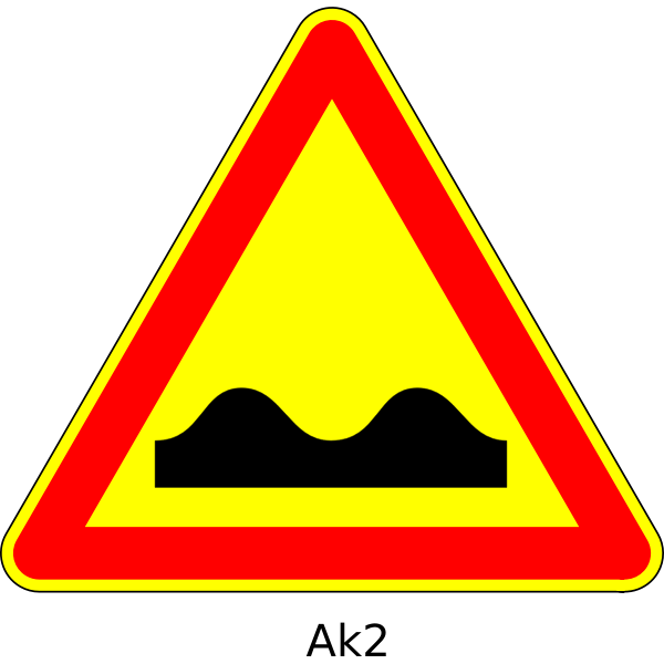 Vector image of bumpy road triangular temporary road sign