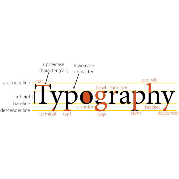 Vector clip art of typography diagram