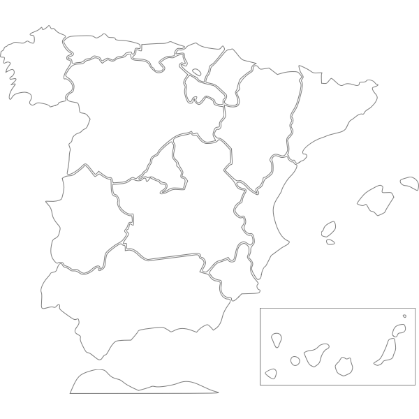 Vector image of map of Spanish regions