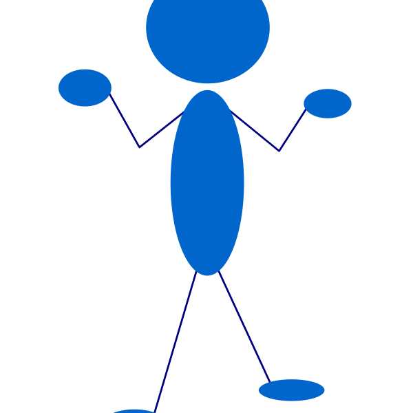 Vector clip art of blue stick man questioning