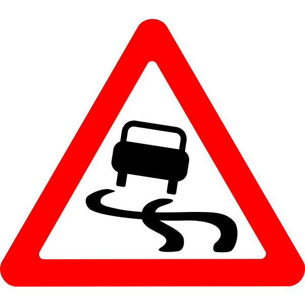 Slippery road vector roadsign