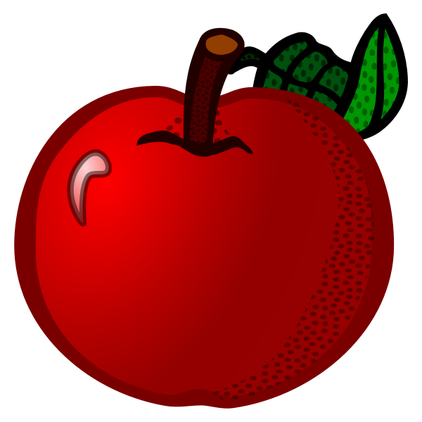 Fresh red apple line art vector clip art