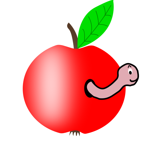 Red apple with a green leaf vector illustration