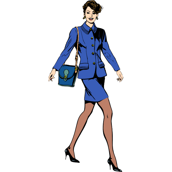 Vector drawing of business woman in a blue suit