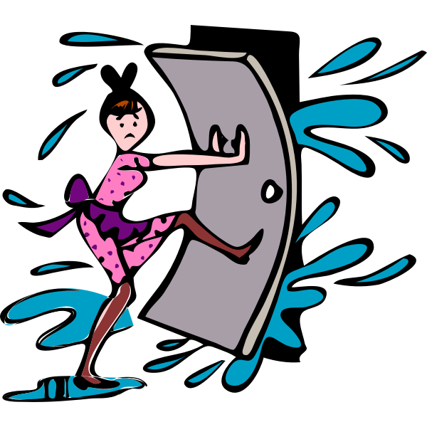 Housewife smashing door vector graphics