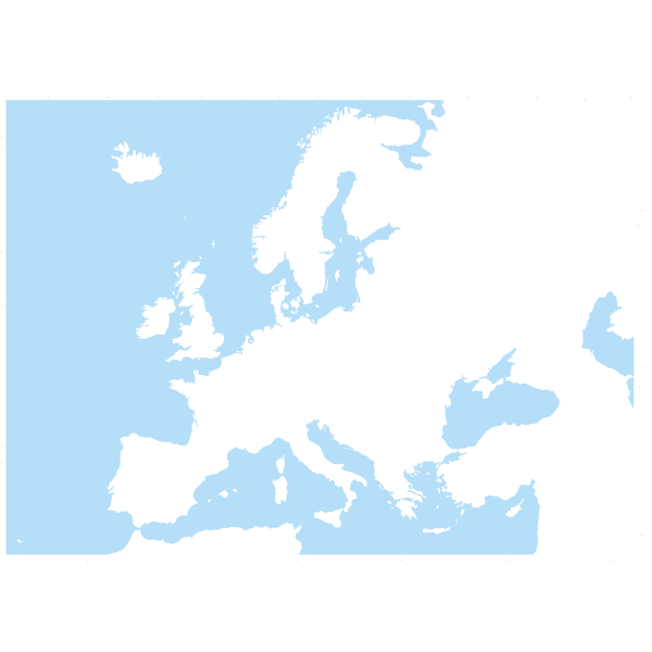 Blue and white clip art of map of Europe