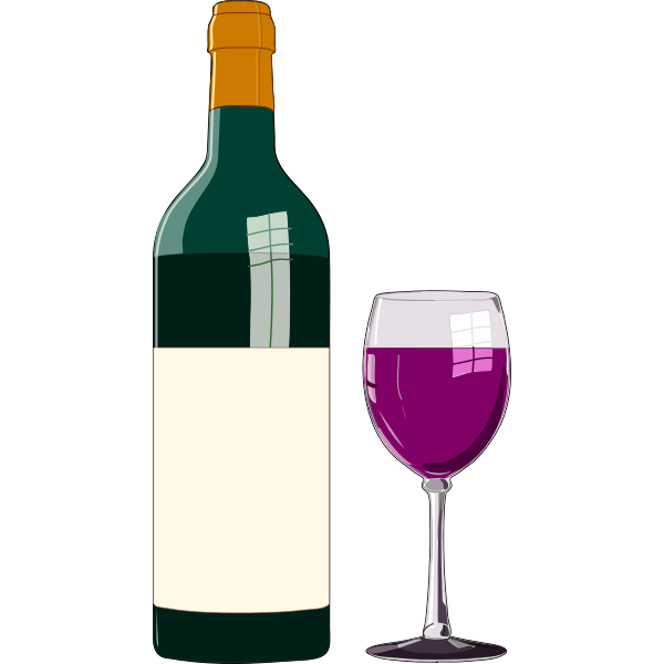 Wine bottle and glass of red wine vector image