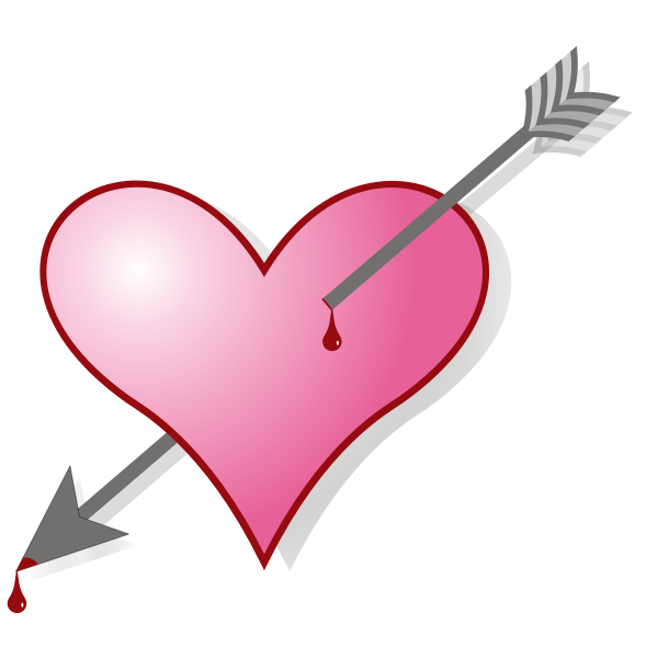 Vector clip art of a heart pierced with an arrow