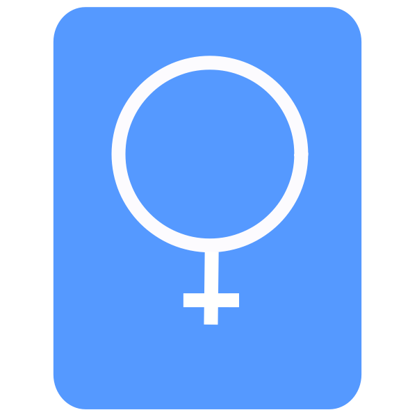 Vector drawing of modern blue women's toilet sign