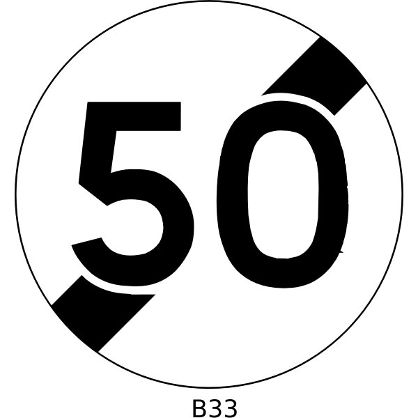 Vector image of 50 mph speed limit ends traffic sign