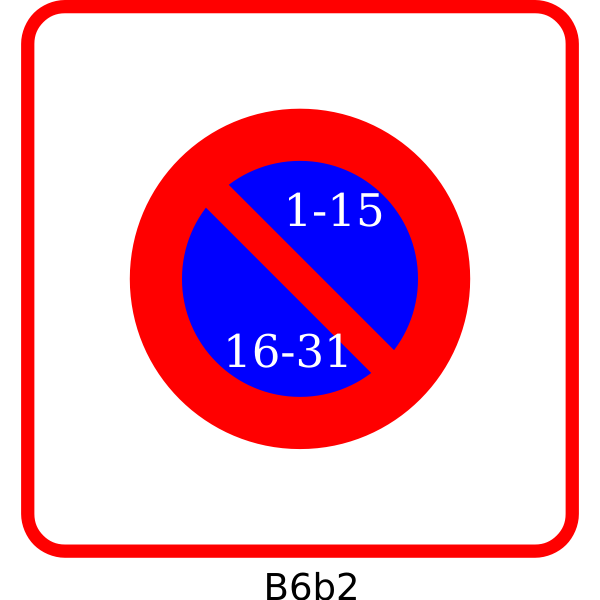 Vector clip art of blue and red square parking prohibitory panel