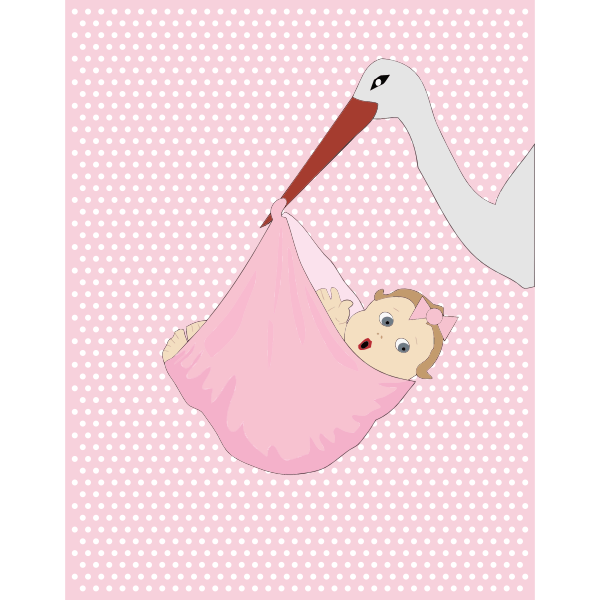 Baby Girl And Stork