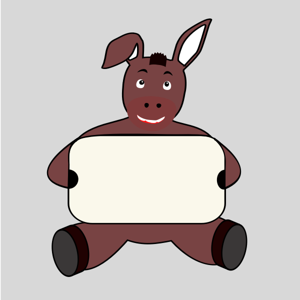 Donkey holding rectangular sign vector illustration