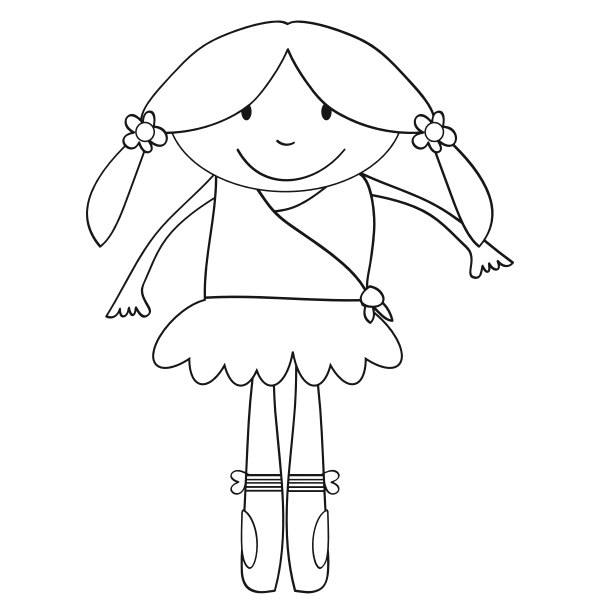 Ballerina Girl Line Art