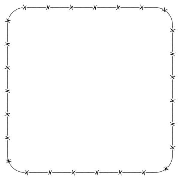 Barbed Wire Rounded Square Frame Border