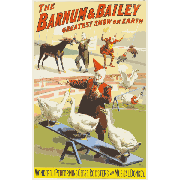 Barnum Bailey clowns and geese