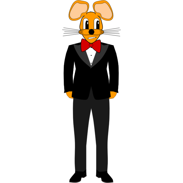 2D humanoid mouse in a tuxedo vector drawing