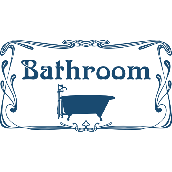 Vector graphics of bathroom blue decorated door sign