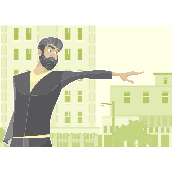 Vector clip art of bearded man pointing