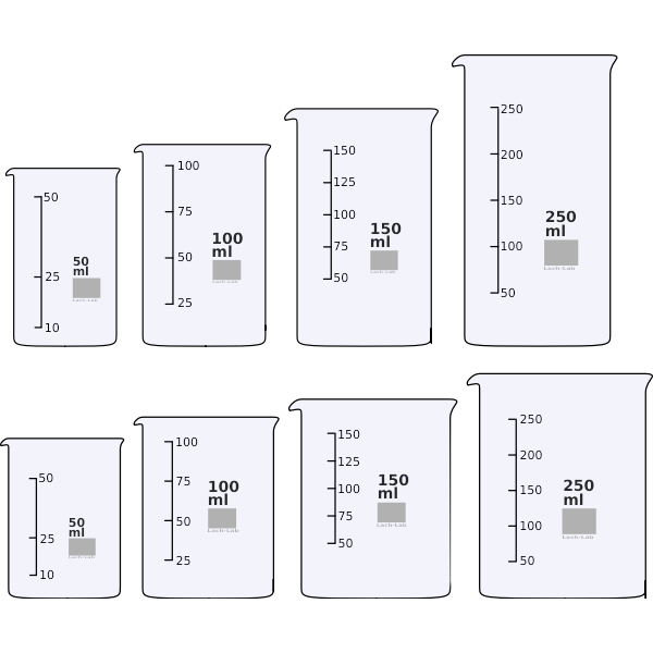 Beakers 50-250 ml vector illustration