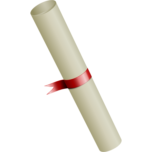 Vector image of university degree diploma with a ribbon