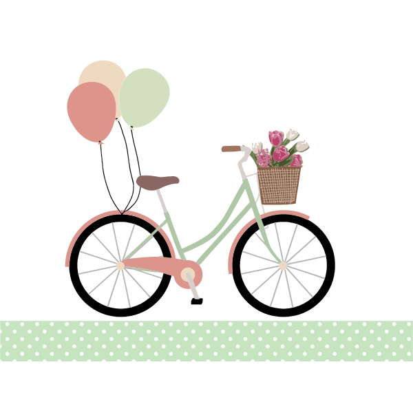 Bicycle with balloons color graphics