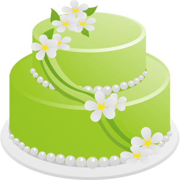 Vector drawing of green birthday cake
