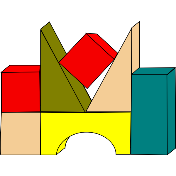 Vector drawing of wooden color building blocks