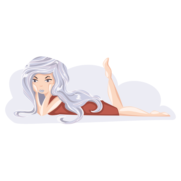 Vector illustration of bored girl lying