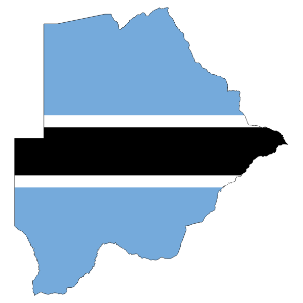 Botswana Flag Map With Stroke