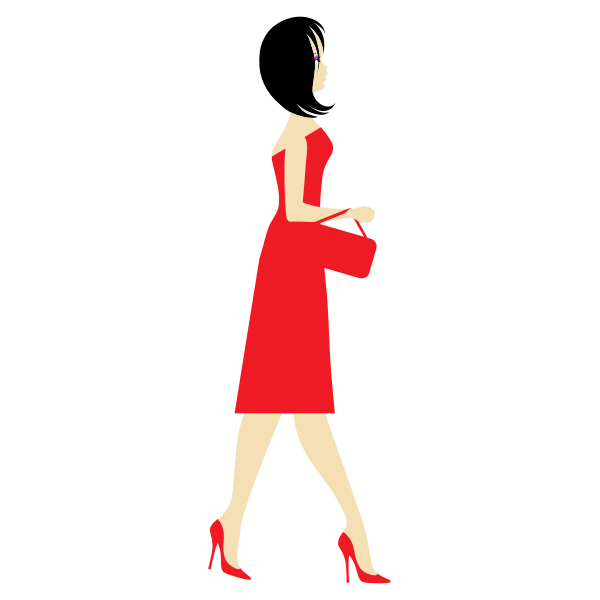 Lady wearing red dress and high heels