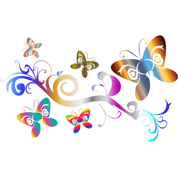 Flourish pattern with butterflies vector clip art