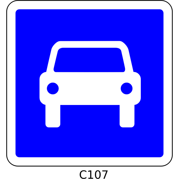 Vector image of motorcars only blue square French roadsign