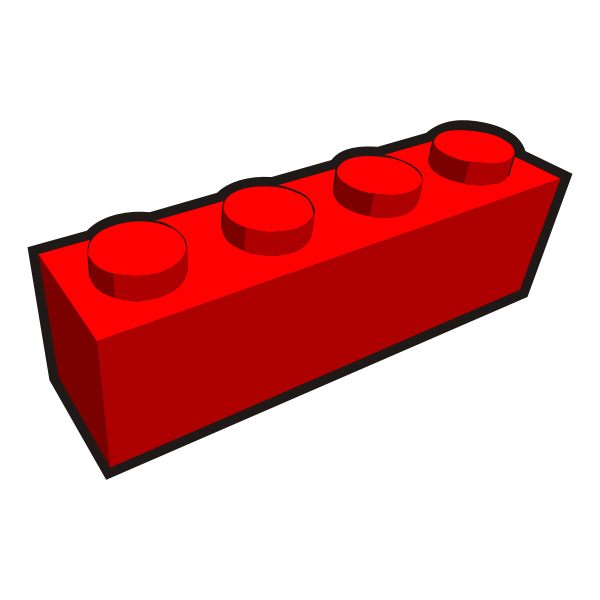 1x4 kid's brick element red vector drawing