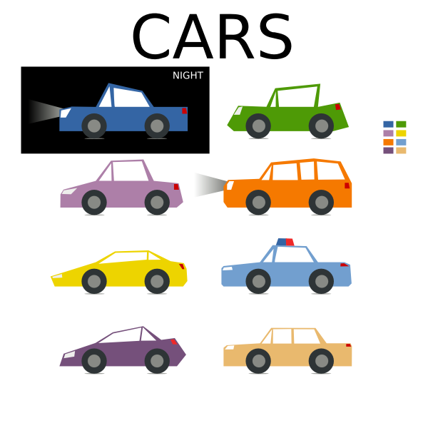 Vector image of cartoon set of cars