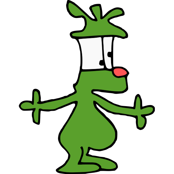 Green cartoon figure