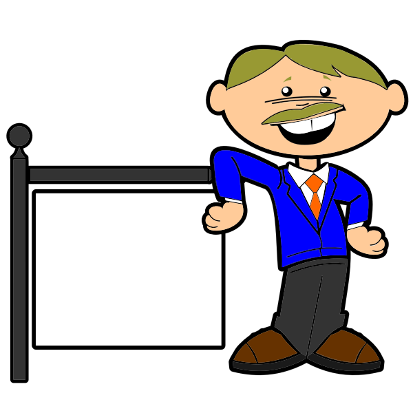 Cartoon Man With Sign