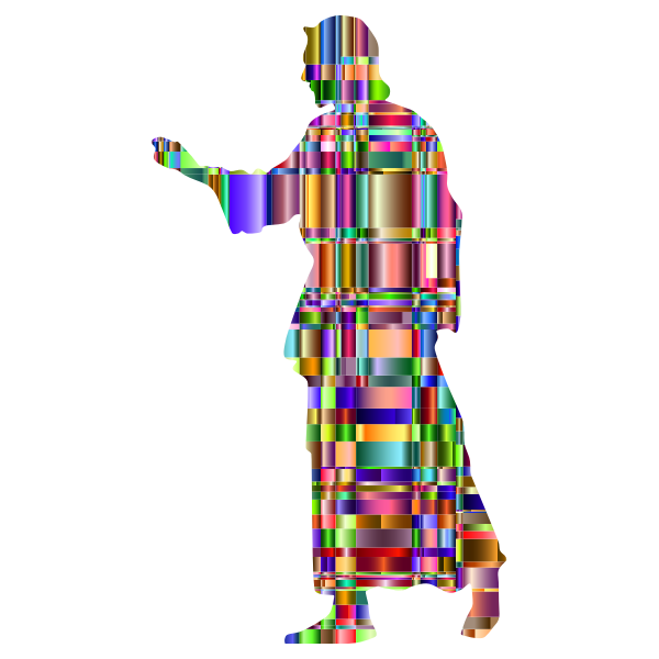 Checkered Chromatic Jesus Christ Silhouette