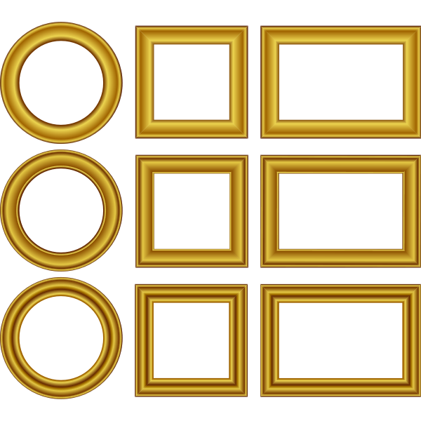 Vector image of set of gold frames