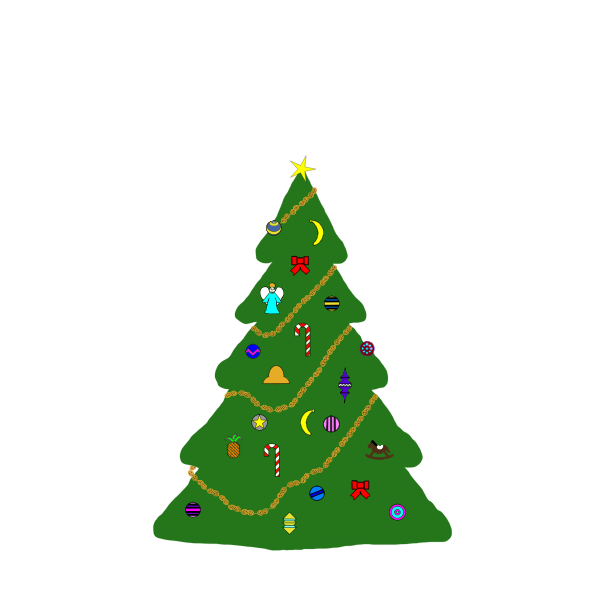 Christmas tree with ornaments vector drawing