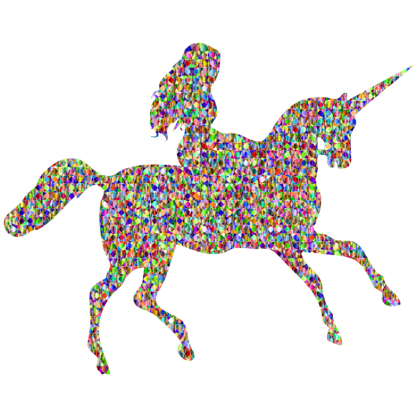 Chromatic Bejeweled Woman Riding Unicorn