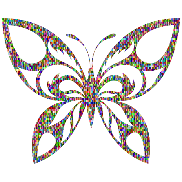 Chromatic Confetti Tribal Butterfly Silhouette