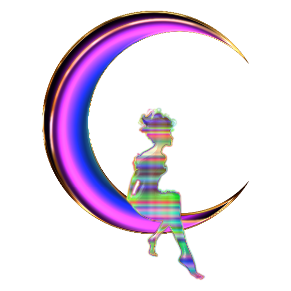 Chromatic Fairy Sitting On Crescent Moon Enhanced 2 No Background