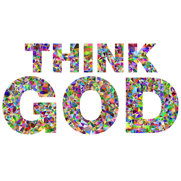 Chromatic Gem Low Poly Think God Typography