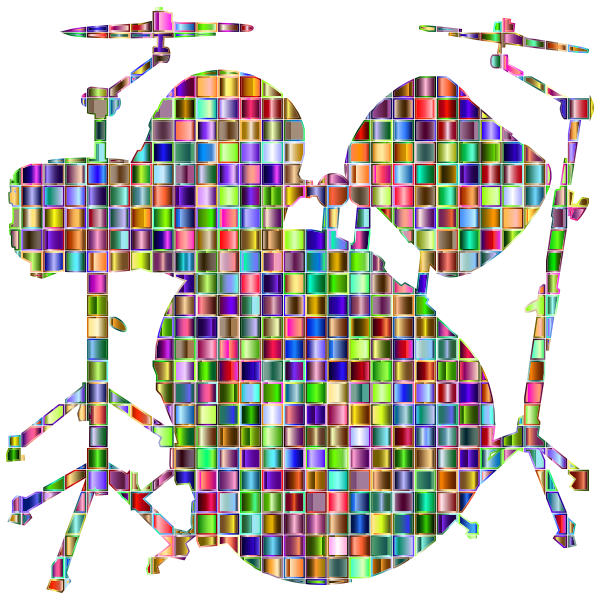 Chromatic Mosaic Drums Set Silhouette