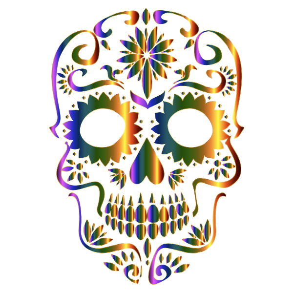 Chromatic Sugar Skull Silhouette No Background