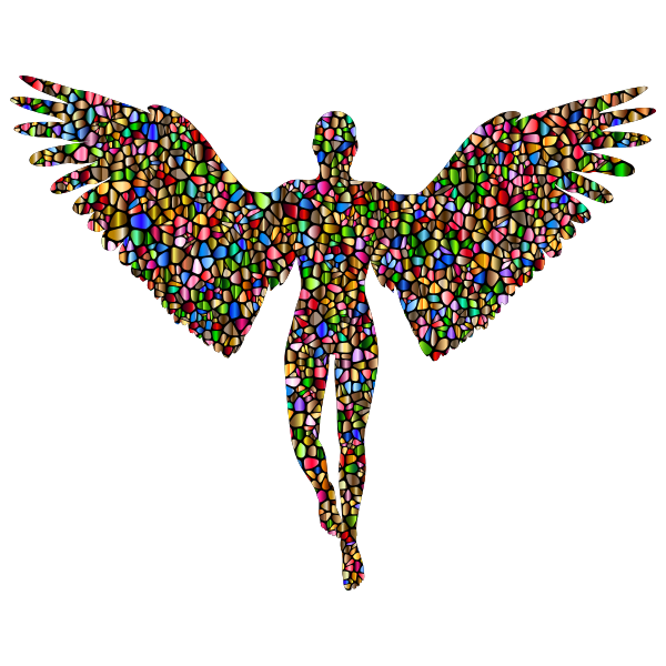 Chromatic Tiled Angel Silhouette