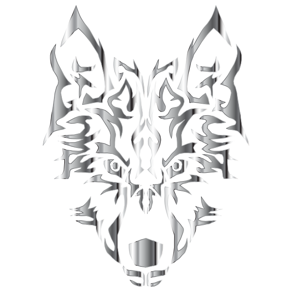 Chrome Symmetric Tribal Wolf No Background