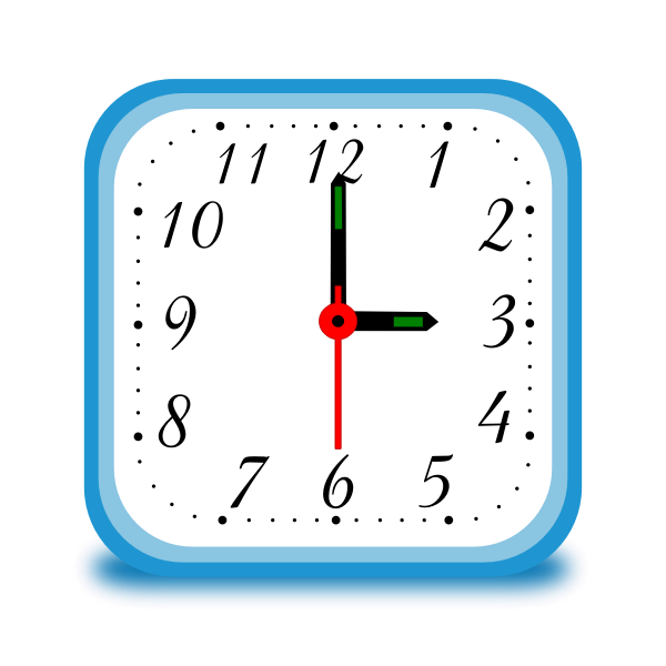 Three o'clock on wall clock