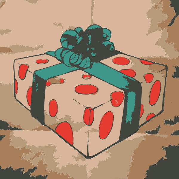 Christmas present box with green ribbon vector image